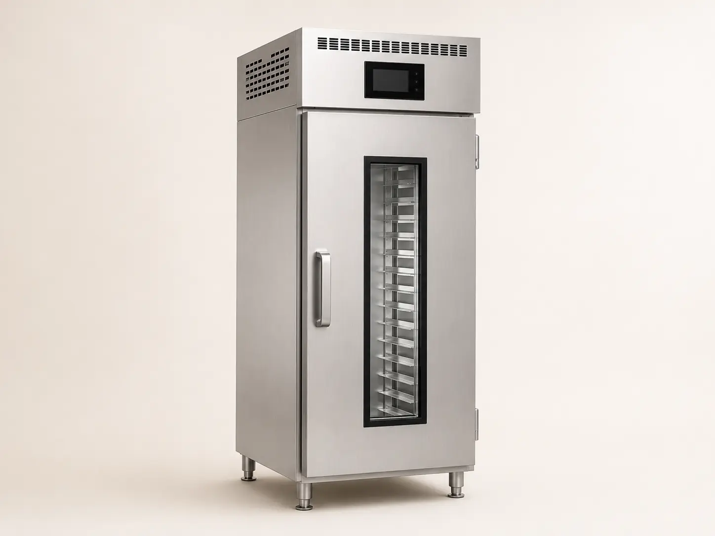 Commercial single-door refrigerated retarder proofer with tray guides and top controls