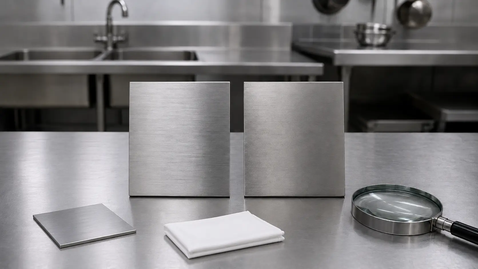 Comparison of stainless-steel surfaces for commercial kitchen equipment selection