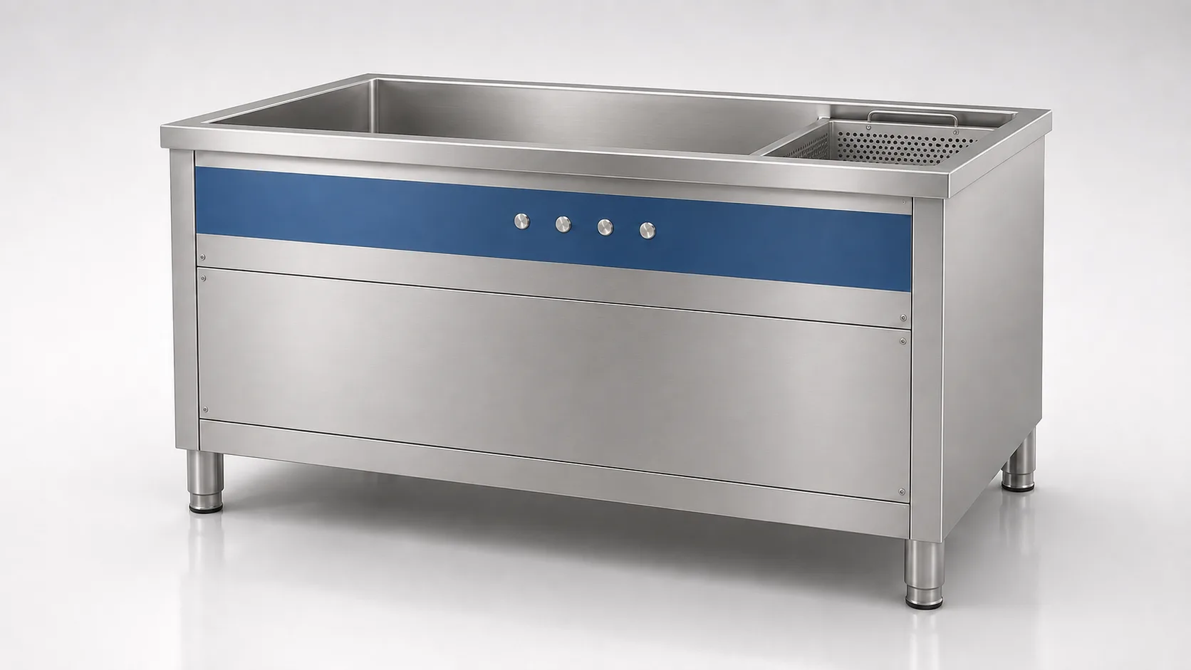 Commercial bubble pre-washing machine with side residue filter