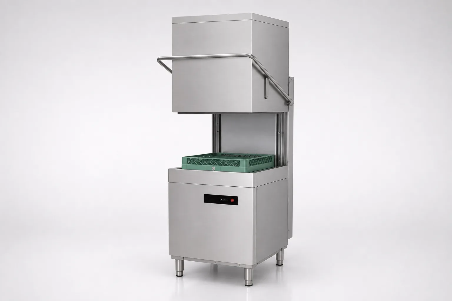 Stainless steel commercial hood-type dishwasher