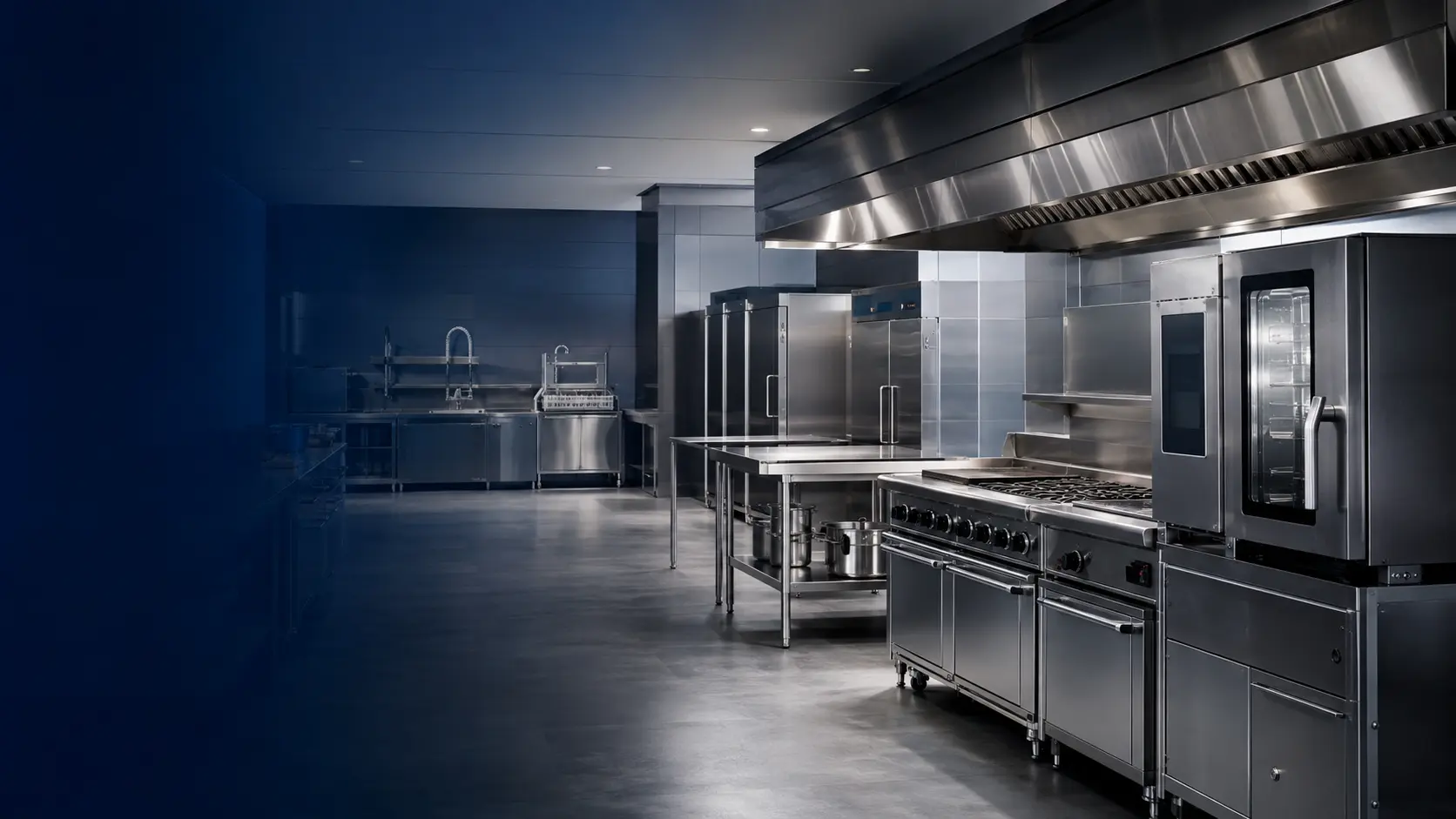 Coordinated commercial kitchen equipment suite for restaurant, hotel and central kitchen projects