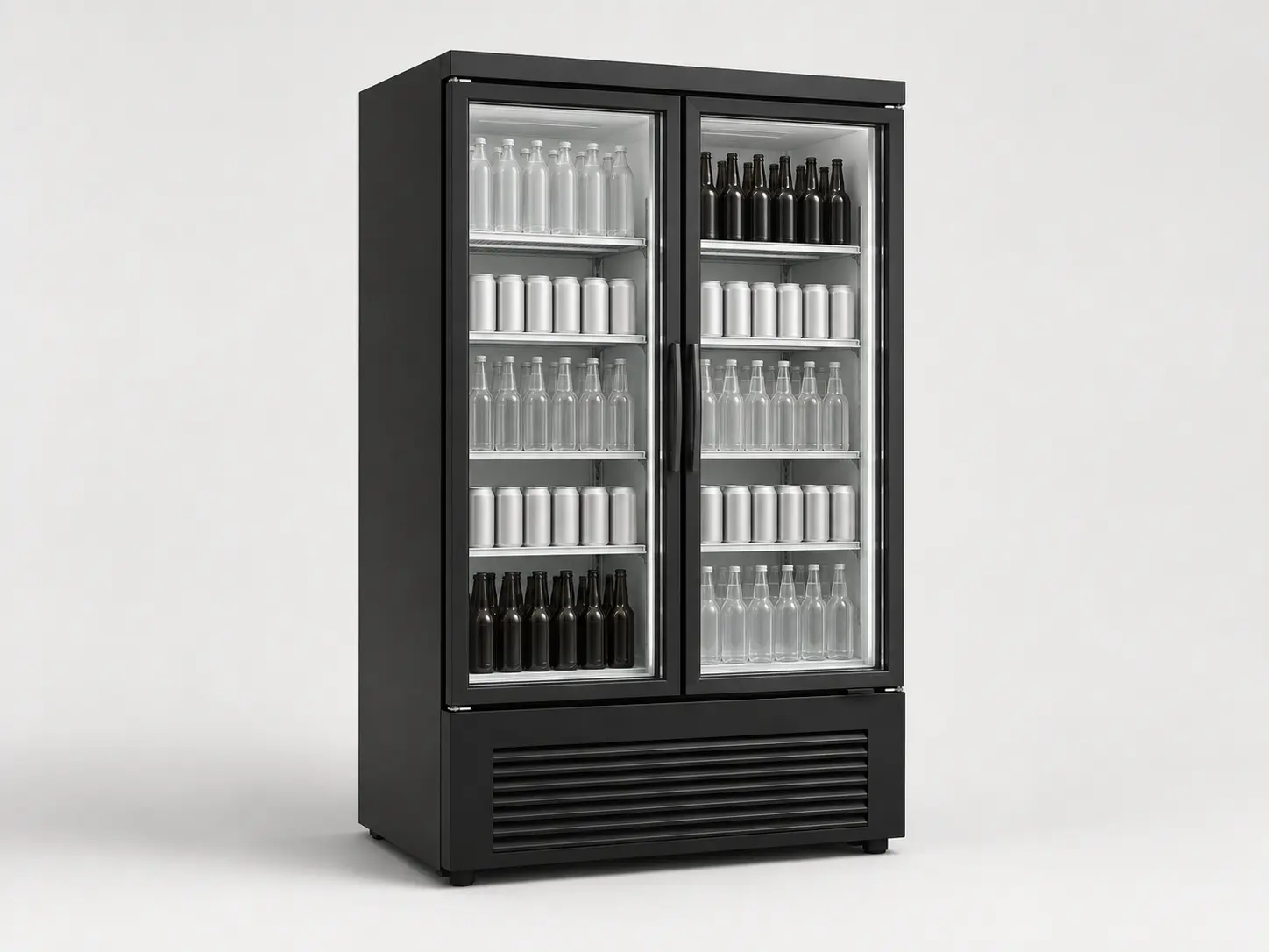 Two-door commercial beverage display refrigerator