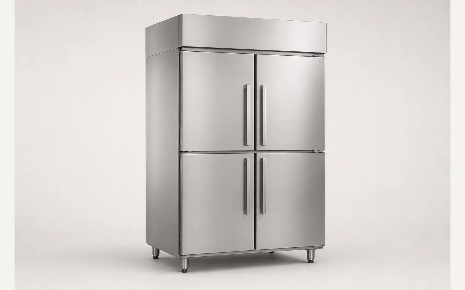 Stainless steel four half-door commercial upright refrigerator and freezer cabinet