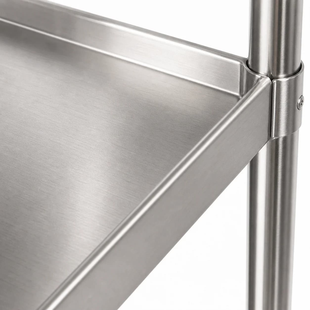 Stainless Steel Utility Trolley - Brushed Stainless Steel Shelf Detail