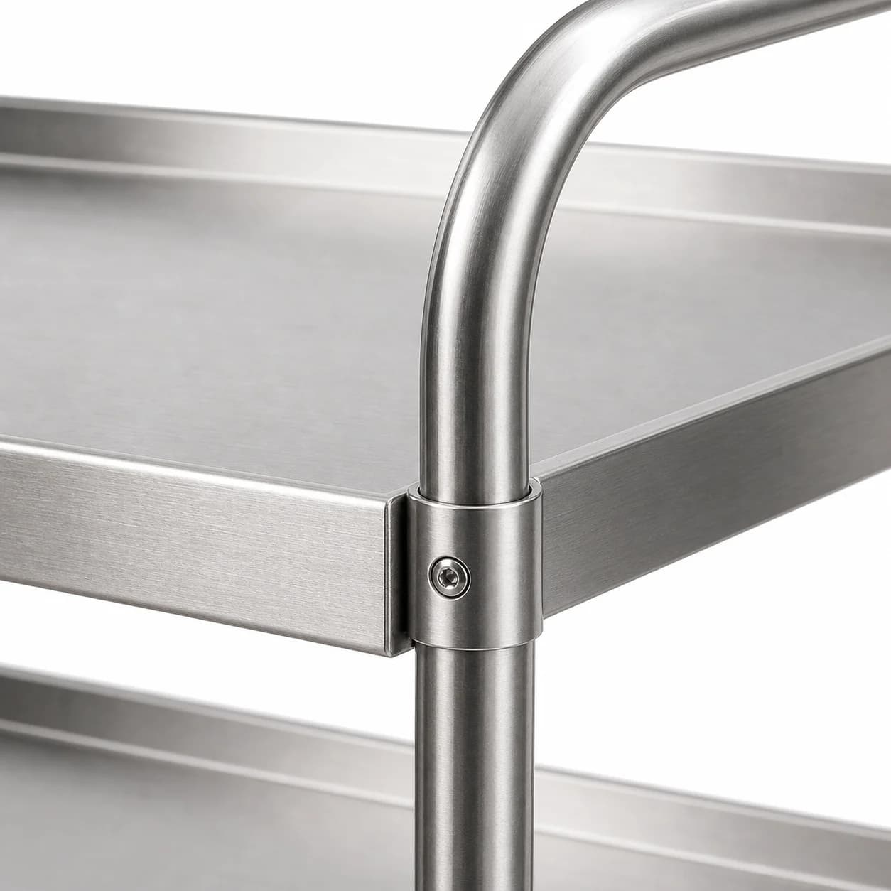 Stainless Steel Utility Trolley - Handle Joint Detail