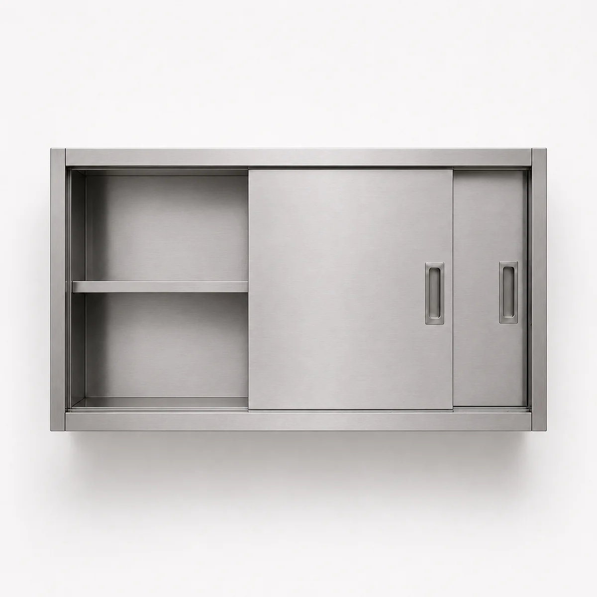 Stainless Steel Wall Cabinet - Open interior front detail