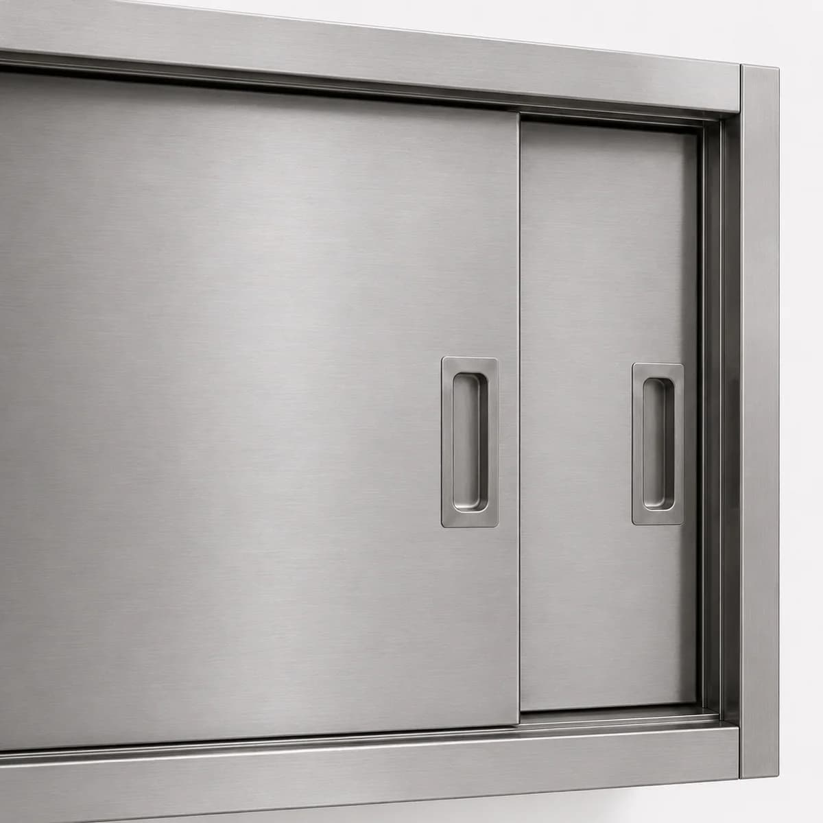 Stainless Steel Wall Cabinet - Dual-track overlap detail