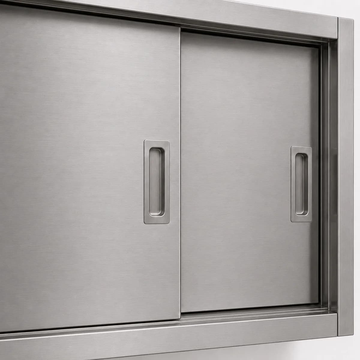 Stainless Steel Wall Cabinet - Recessed pulls detail