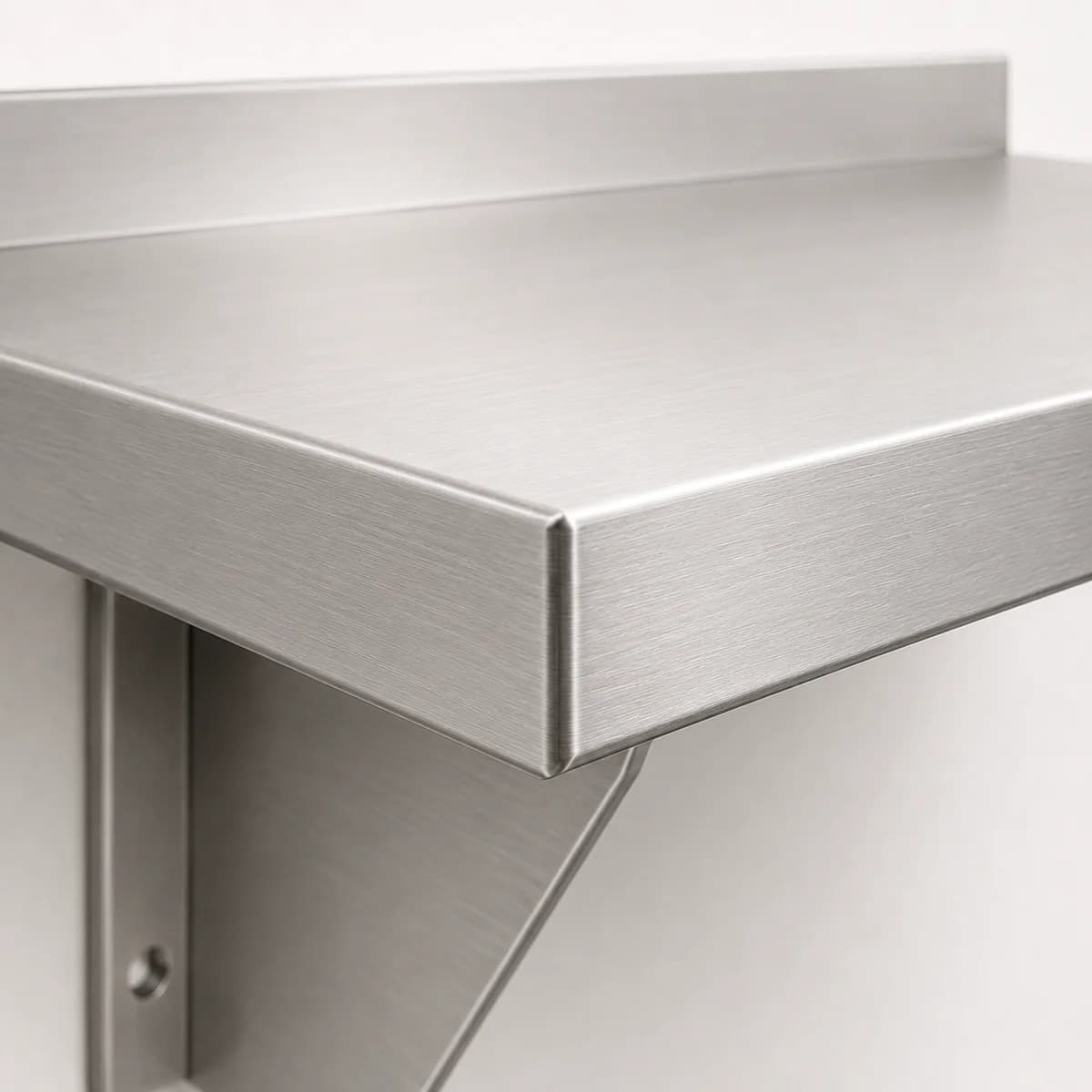 Stainless Steel Wall Shelf - Folded edge and material detail