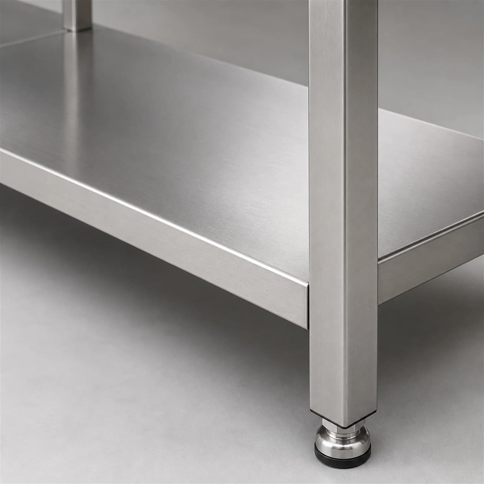 Stainless Steel Work Table - Shelf and Frame Detail